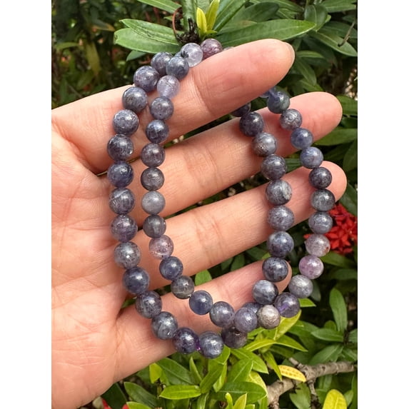 Iolite Crystal Bead Bracelet 5-9mm, Wholesale Genuine Iolite Stretch Gemstone Bracelet, Gift for Men & Women (5)