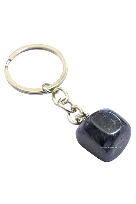 Iolite Crystal Car Key Holder, Tumbled Crystal Keychain