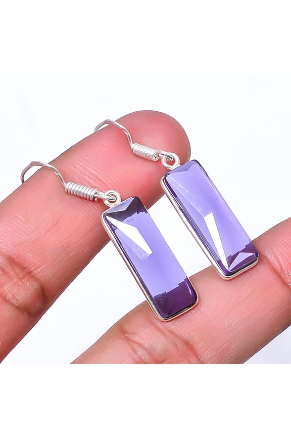 Iolite Gemstone 925 Sterling Silver Handmade Bezel Earring 1.44" E85
