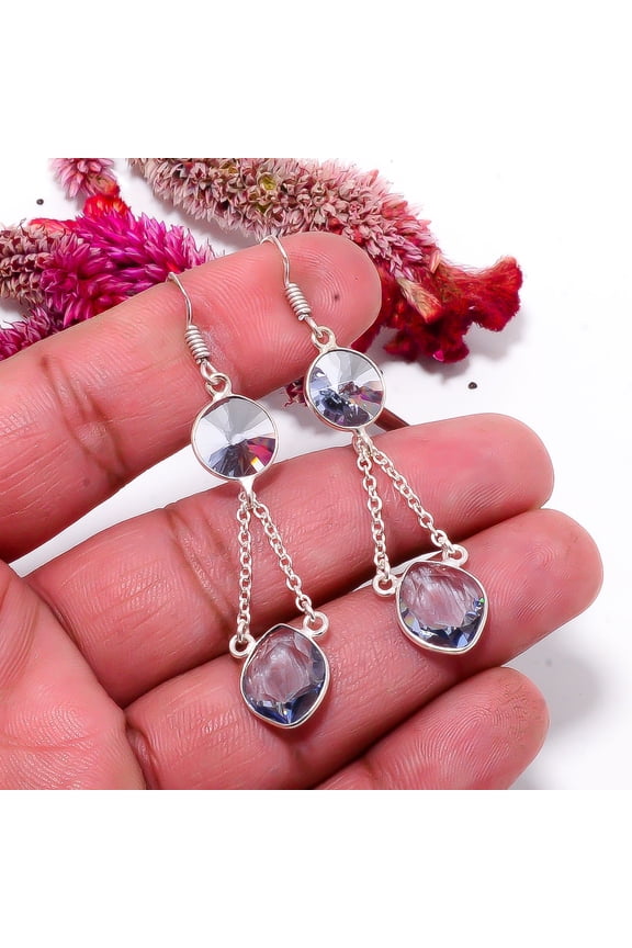 Iolite Gemstone 925 Sterling Silver Handmade Earring 2.34" E276
