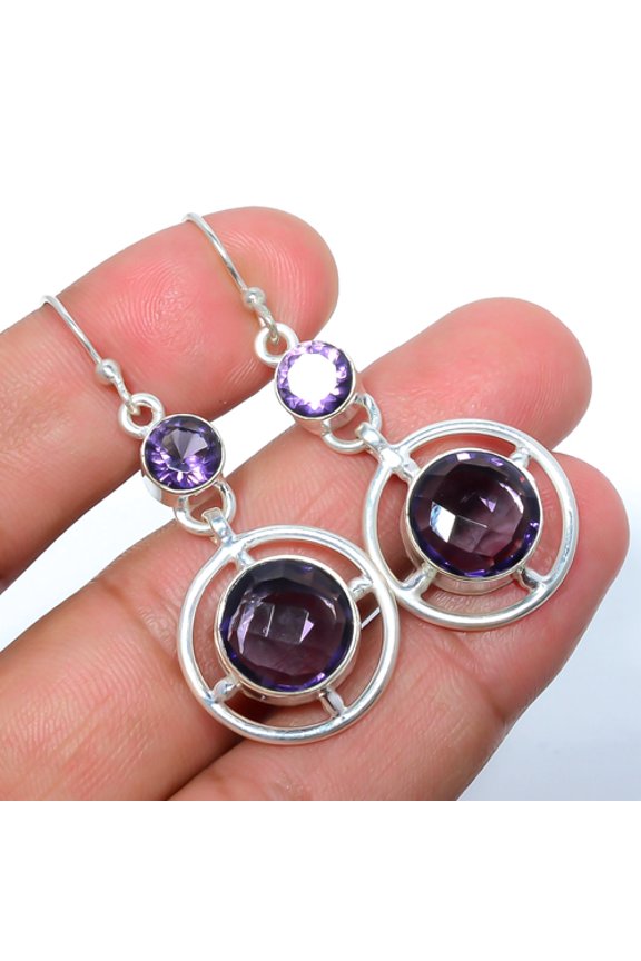 Iolite Gemstone 925 Sterling Silver Handmade Jewelry Earring 2.11" A359, Handmade Jewelry, Dangle Earring
