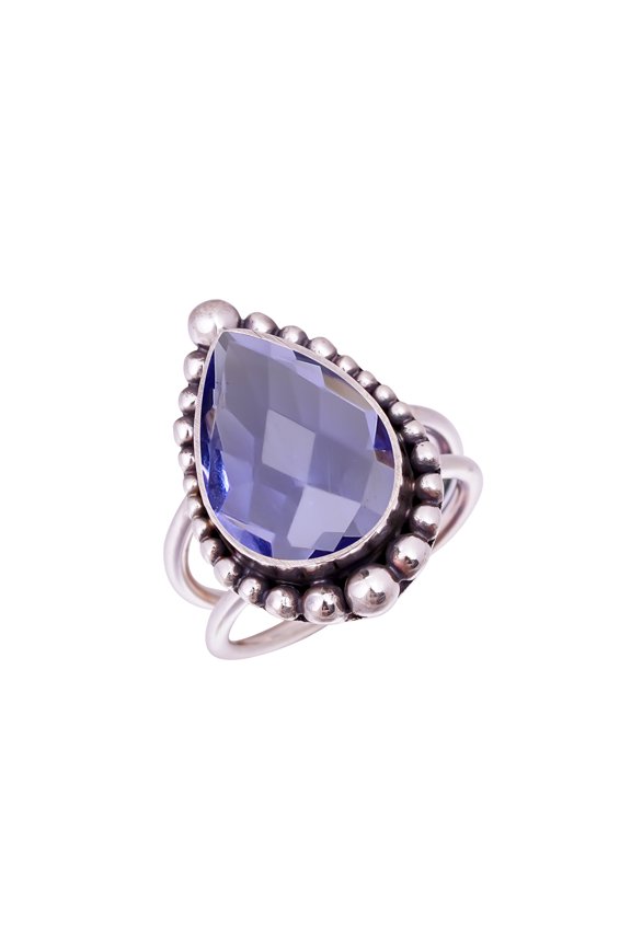 Iolite Gemstone 925 Sterling Silver Ring, 16X12 mm Pear Gemstone Ring, Vivid Blue Ring, Christmas Gift, Unique Jewelry Ring, Adjustable Ring V11596R21