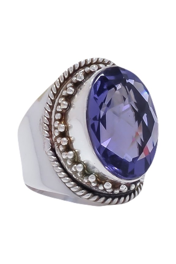 Iolite Gemstone 925 Sterling Silver Ring, 18X13 mm Oval Gemstone Ring, Vivid Blue Ring, Christmas Gift, Unique Jewelry Ring, Adjustable Ring V8786R205