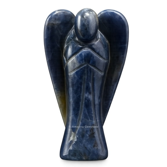 Iolite Guardian Angel, Carved Angel Figurine - 4 inch