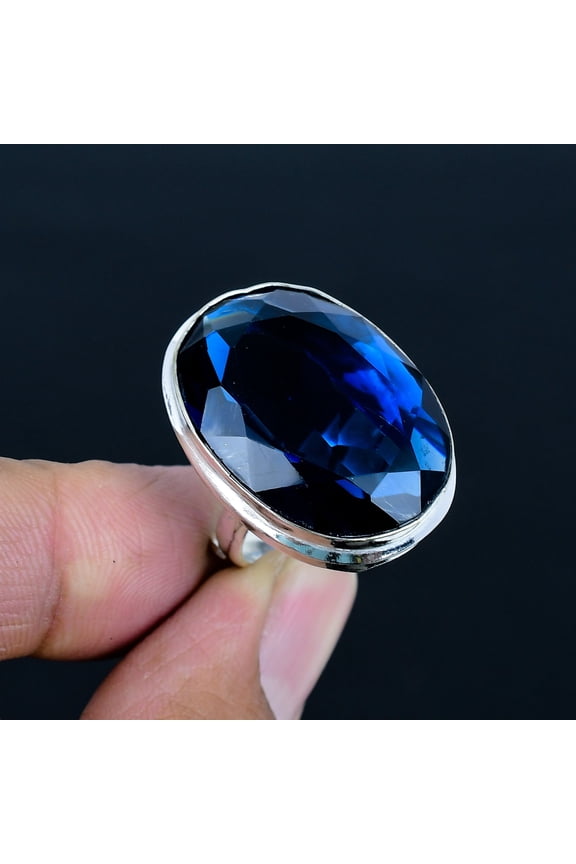 Iolite Oval Gemstone Handmade Ethnic 925 Sterling Silver Adjustable Ring VJ 1205