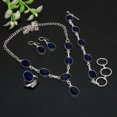 thumbnail image 1 of Iolite Gemstone Necklace Set Handmade Ethnic Adjustable Chain Jewelry Oval Shape, 1 of 3