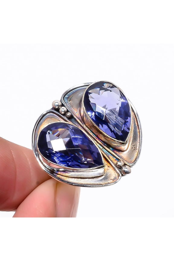 Iolite Oxidize 925 Sterling Silver Jewelry Handmade Ring s.8 S1980, Iolite Ring, Christmas Gift, New Year Sale, Gemstone Silver Jewelry