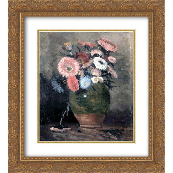 Ion Andreescu 2x Matted 20x22 Gold Ornate Framed Art Print 'Chrysanthemum'