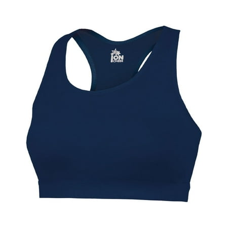 Ion Cheer Aspire Flexion Sports Bra for Women and Girls - Basic Racerback Top (YL, Navy)