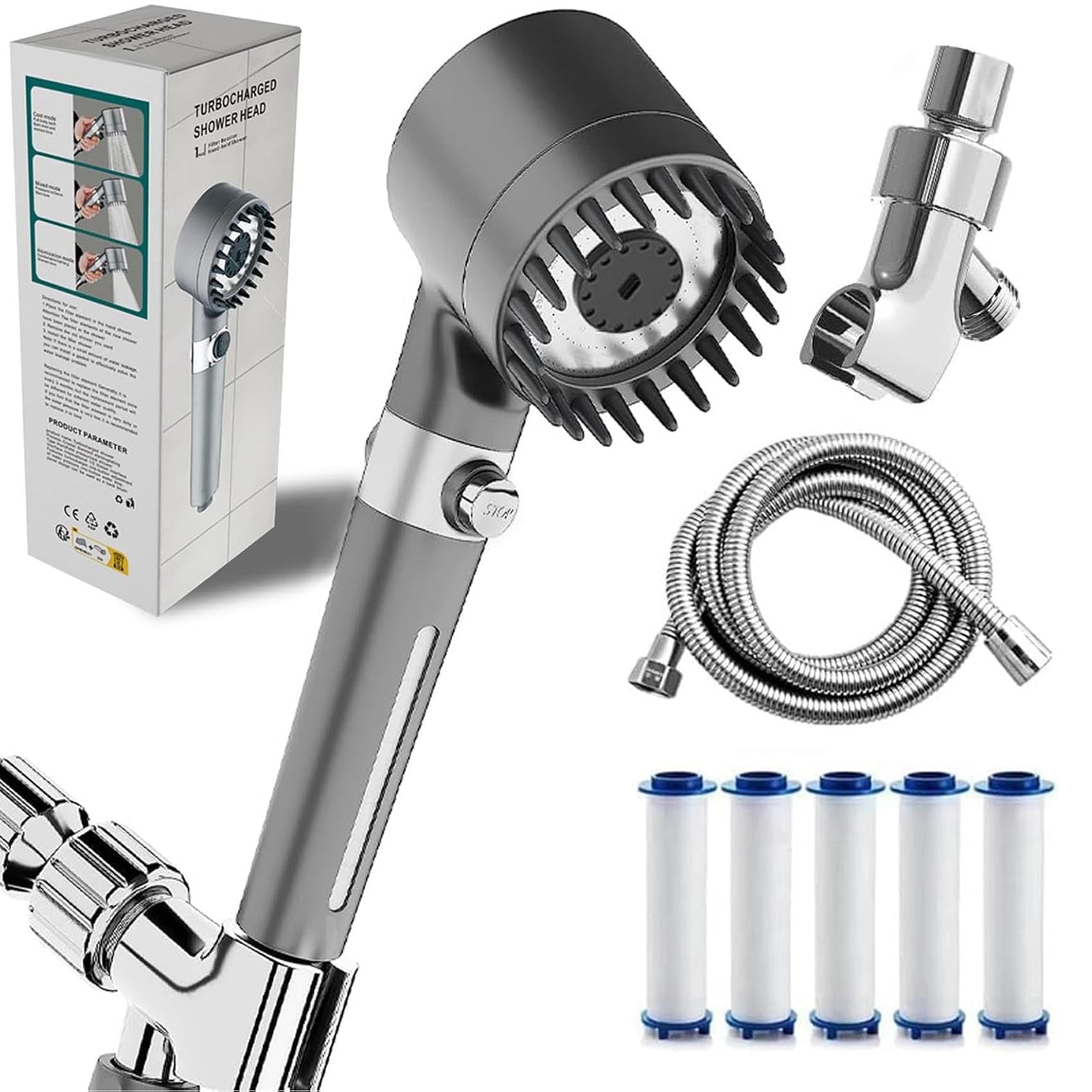 Ion Drops Shower Head,2025 NEW Iondrops Filtered Showerhead,Filtered Shower with Handheld, Djustable Settings with Hose