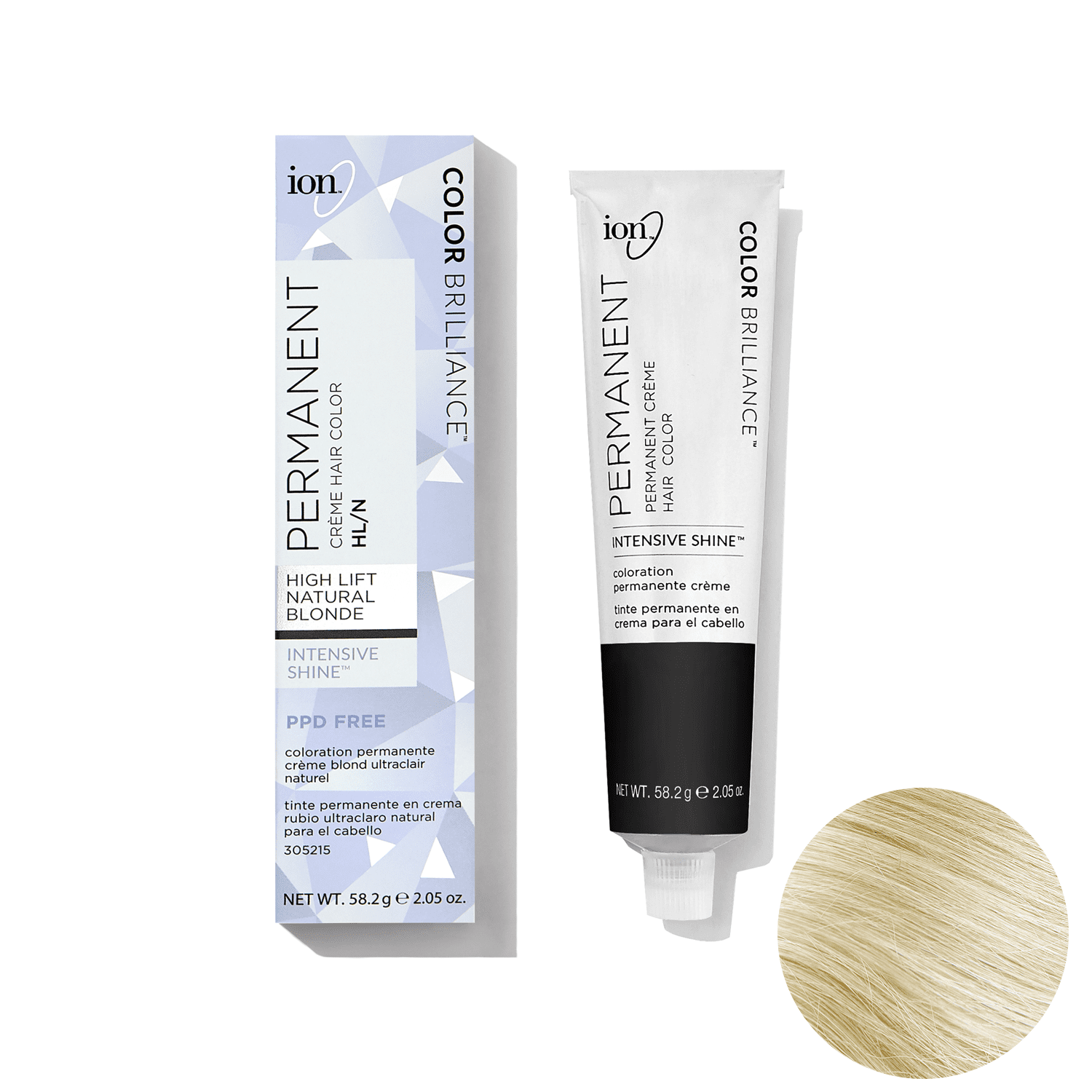 Ion Permanent Creme Hair Color HLN Hi Lift Natural Blonde, Vegan