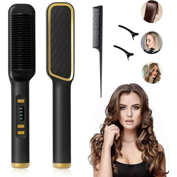 Ion Hair Straightener Styling Comb, Fast Heating,Anti Scald,Professional Hair Straightener Comb Home Travel Salon