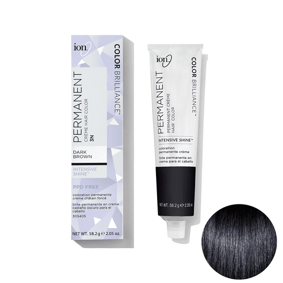 Ion Permanent Creme Hair Color 2B Midnight Blue Black, Vegan, Cruelty Free, PPD Free, 100% Gray Coverage, Long Lasting, Fade Resistant Color, 2.05 oz
