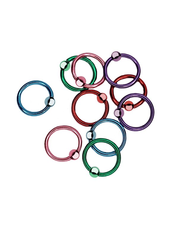 Ion Plated Captive Bead Rings 14g Surgical Steel CBR 12 PK
