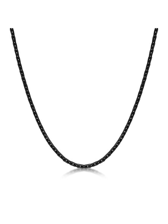 Ion-Plated Stainless Steel Black Link Chain Necklace, Push Lock, 24 Inches