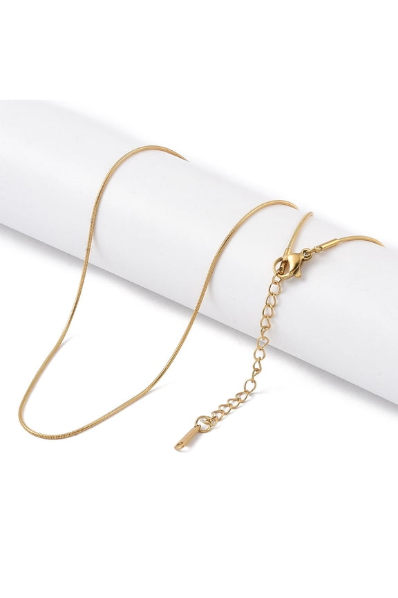 Ion Plating(IP) 201 Stainless Steel Chain Necklaces Snake Chains Real 18K Gold Plated 16.14 inch(41cm) DIY