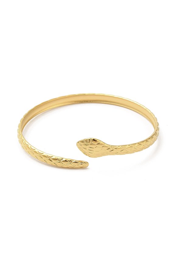 Ion Plating(IP) 304 Stainless Steel Bangles Snake Cuff Bangles Jewelry for Women Real 18K Gold Plated Inner Diameter: 2-1/4 inch(5.7cm)