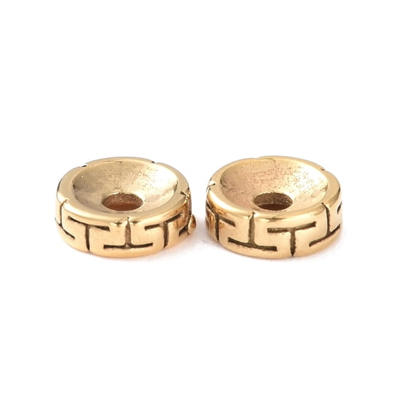 Ion Plating(IP) 304 Stainless Steel Beads Flat Round Golden 8x3mm Hole: 2mm