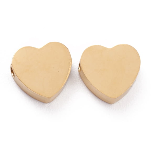 Ion Plating(IP) 304 Stainless Steel Beads Heart 18K Gold Plated 8.5x9.2x3mm Hole: 1.8mm DIY