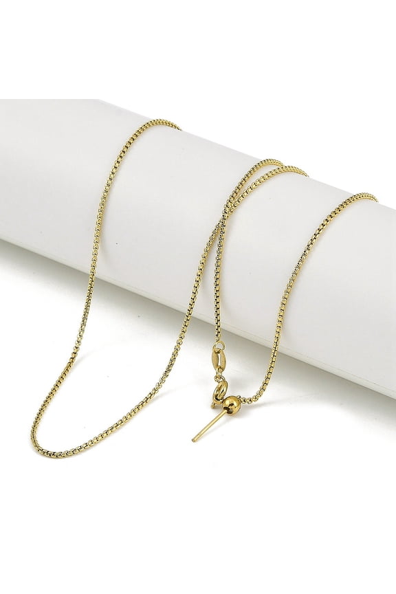 Ion Plating(IP) 304 Stainless Steel Bx Chains Necklaces Adjustable Slider Necklaces for Women Men Golden 19.69 inch(50cm) 10pcs