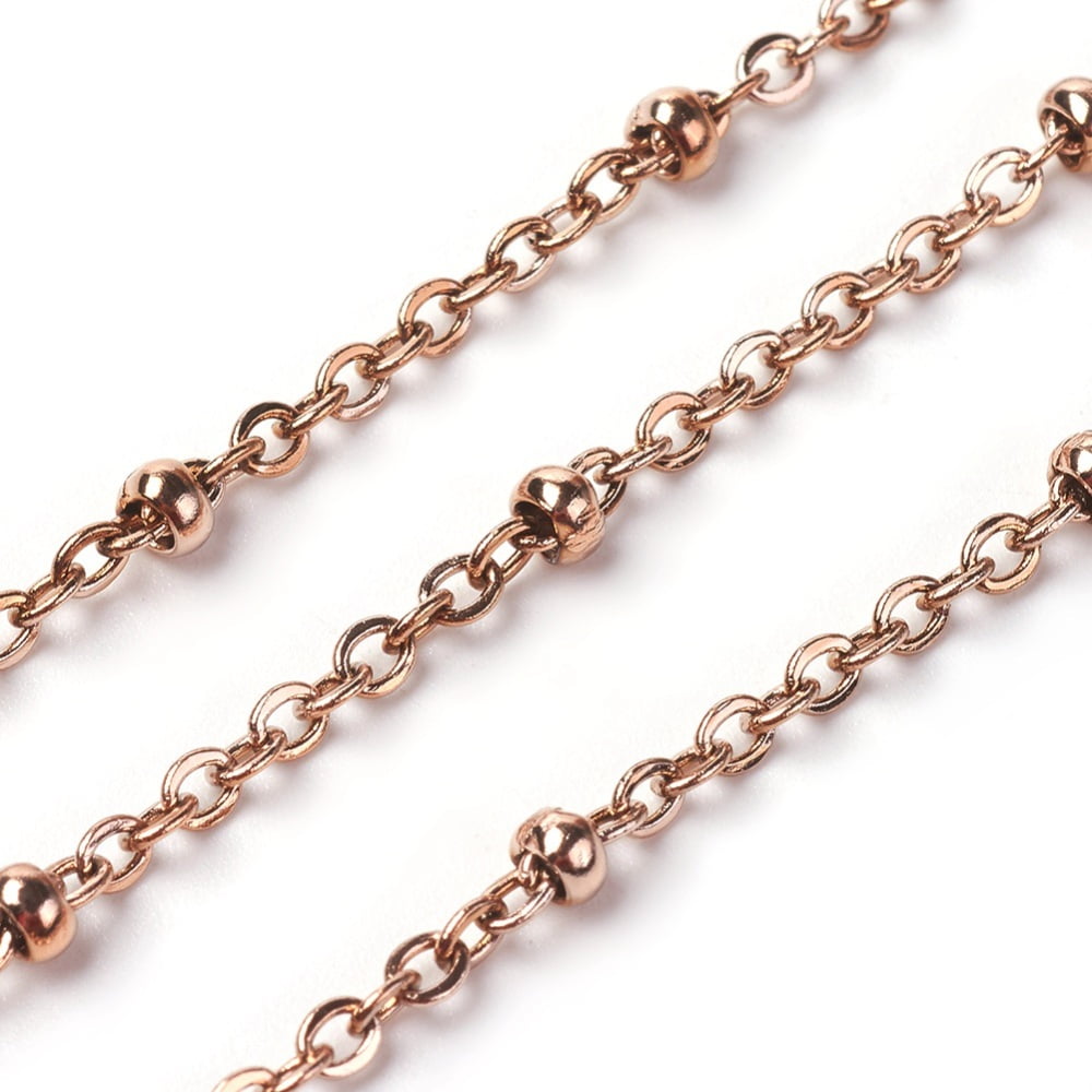 Stainless Steel Rope Chain Necklace - 5mm Width, 22 Inch Length, Rose Gold Color, Lobster Clasp