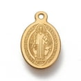 thumbnail image 1 of Ion Plating(IP) 304 Stainless Steel Charms Laser Cut Oval Saint Benedict Medal Golden 14.5x9x0.5mm Hole: 1.2mm, 1 of 2