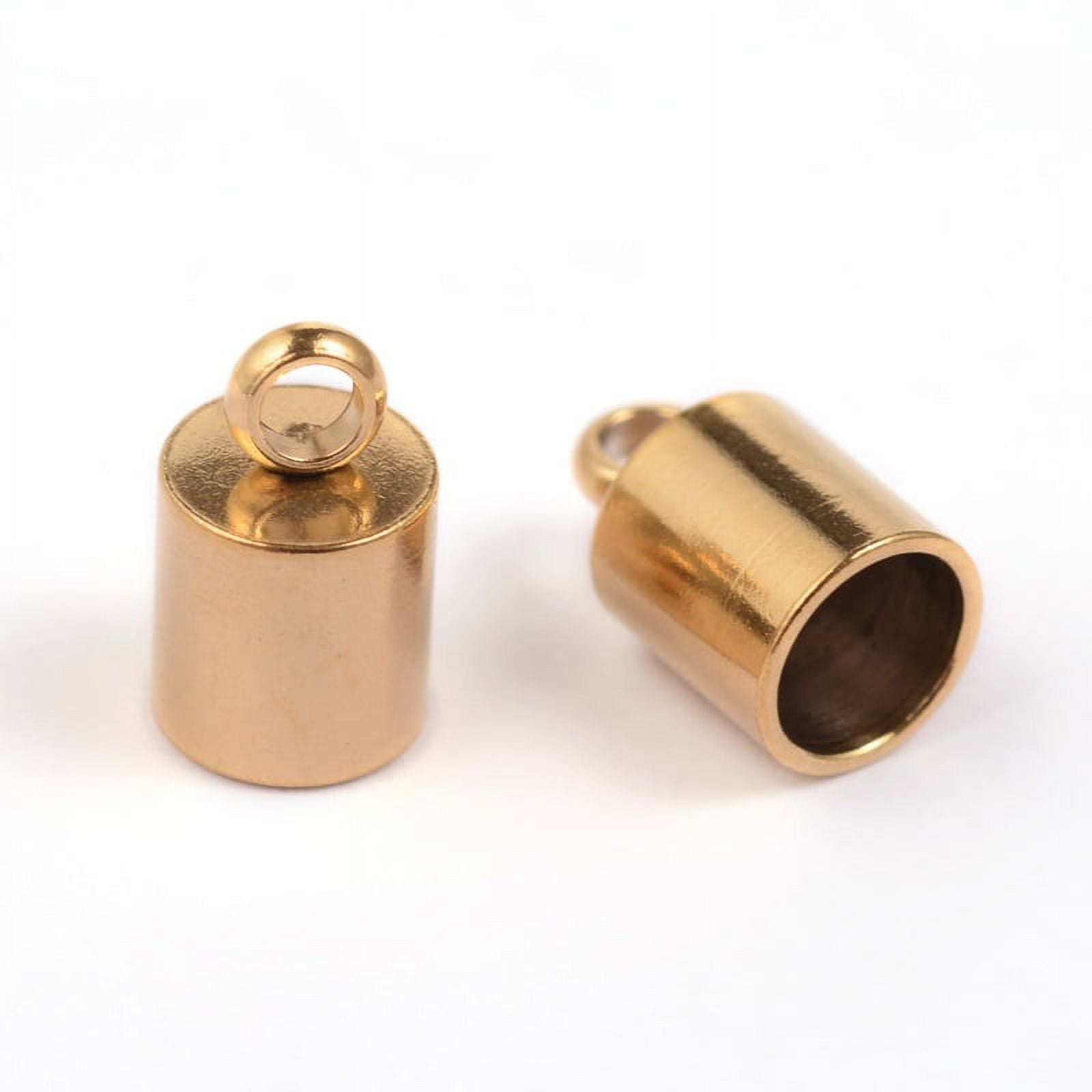 Ion Plating(IP) 304 Stainless Steel Cord Ends Golden 9.5x6mm Hole: 2mm