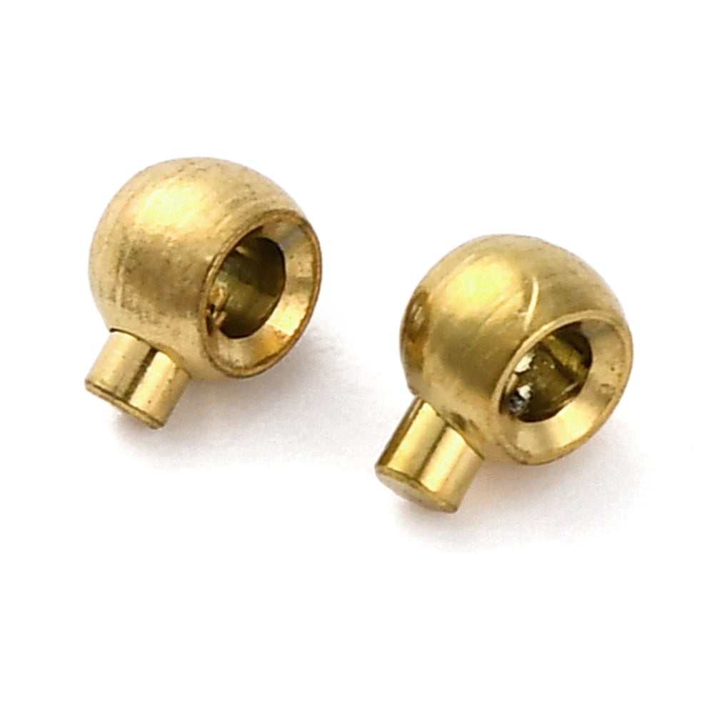 Ion Plating(IP) 304 Stainless Steel Crimp Beads Round Golden 4.5x3.5x2.5mm Hole: 1mm diy