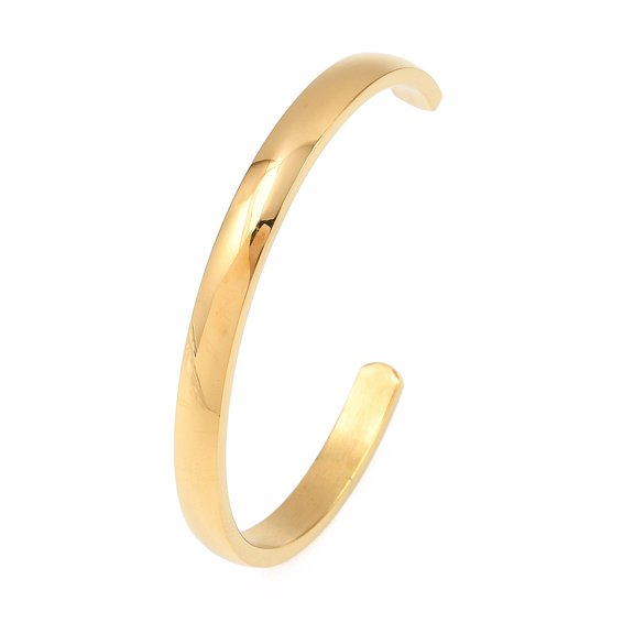 Ion Plating(IP) 304 Stainless Steel Cuff Bangles Golden 2-1/4x1-5/8 inch(5.7x4cm) 6mm