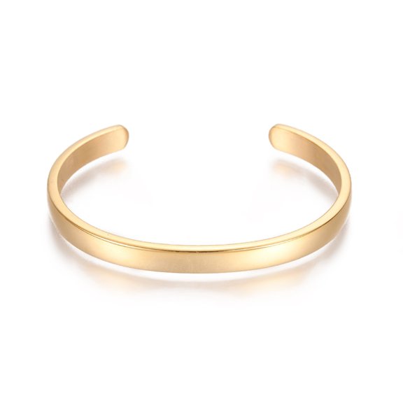 Ion Plating(IP) 304 Stainless Steel Cuff Bangles Golden 2-1/4x1-5/8 inch(5.7x4cm) 6mm