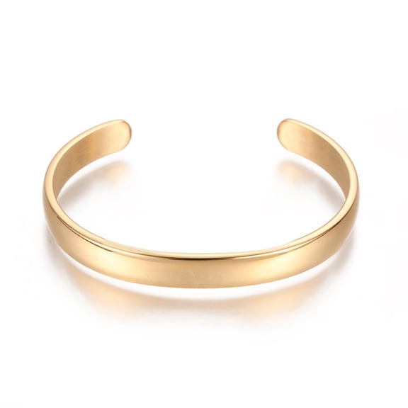 Ion Plating(IP) 304 Stainless Steel Cuff Bangles Golden 2-1/4x1-5/8 inch(5.7x4cm) 8mm