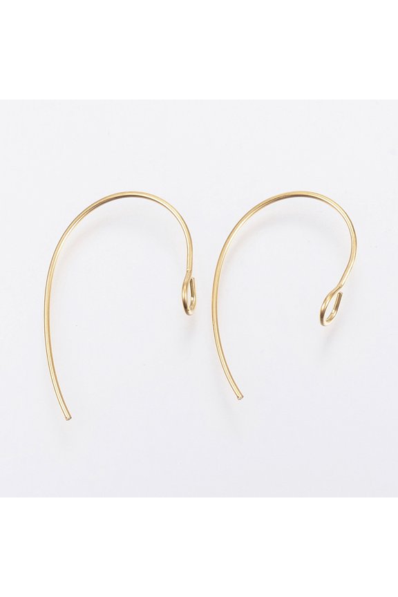 Ion Plating(IP) 304 Stainless Steel Earring Hooks Ear Wire Golden 25x14x4mm Hole: 3mm 21 Gauge Pin: 0.7mm