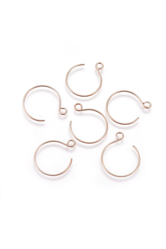 Ion Plating(IP) 304 Stainless Steel Earring Hooks with Horizontal Loop Balloon Ear Wire Rose Gold 23~34x18~19x0.8mm Hole: 2mm 20 Gauge Pin: 0.8mm