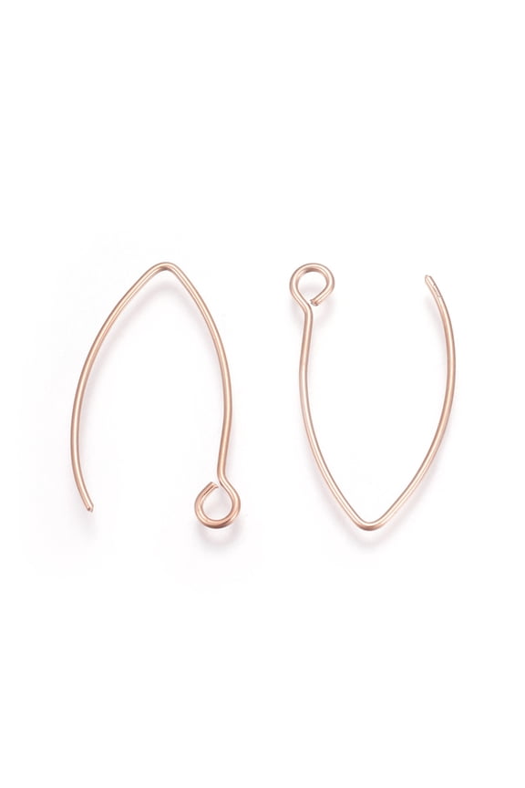 Ion Plating(IP) 304 Stainless Steel Earring Hooks with Horizontal Loop Rose Gold 26x15.5mm Hole: 2.5mm Pin: 0.8mm