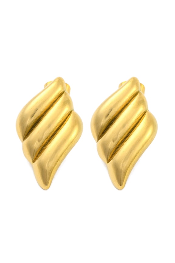 Ion Plating(IP) 304 Stainless Steel Earring Rhombus Real 18K Gold Plated 27x16mm