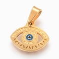 thumbnail image 1 of Ion Plating(IP) 304 Stainless Steel Enamel Pendants Eye Golden 13x16x1.5mm Hole: 4x7mm 10pcs, 1 of 2