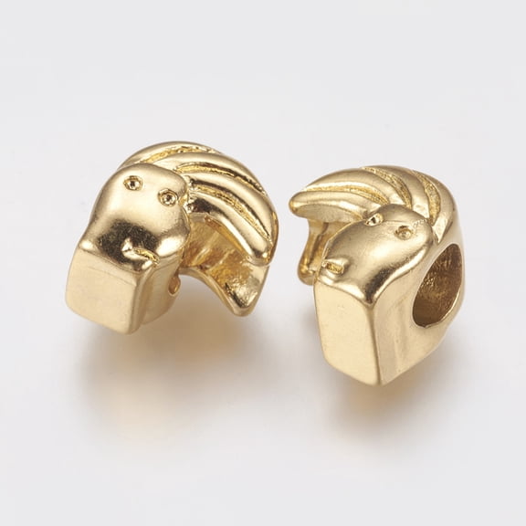 Ion Plating(IP) 304 Stainless Steel European Beads Rhinestone Settings Large Hole Beads Human Golden 12x11x9mm Hole: 5mm Fit for 1mm Rhinestone