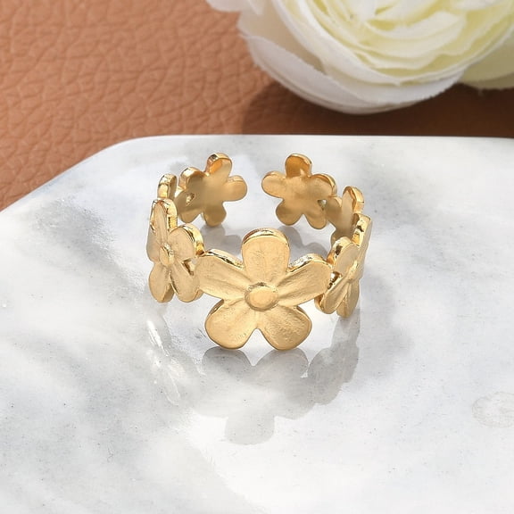 Ion Plating(IP) 304 Stainless Steel Finger Rings Cuff Rings Long-Lasting Plated Sunflower Golden US Size 7 1/4(17.5mm) 7~12mm