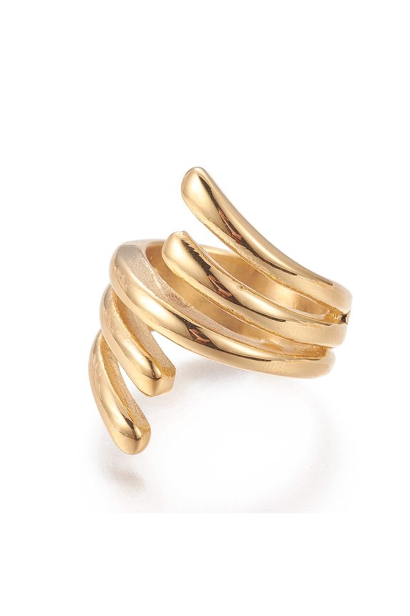 Ion Plating(IP) 304 Stainless Steel Finger Rings Golden Size 6~9 16~19mm 304 Stainless Steel