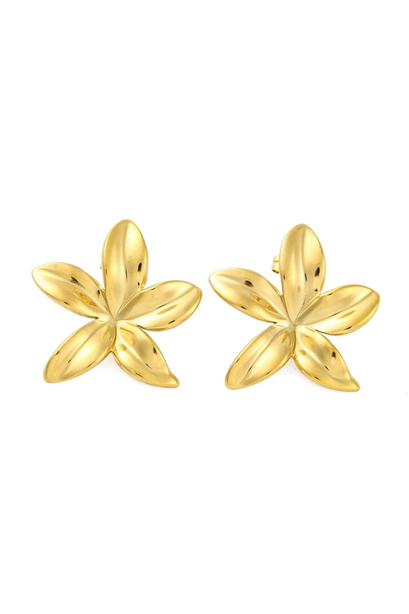 Ion Plating(IP) 304 Stainless Steel Flower Stud Earrings Real 18K golden Plated 28x28mm