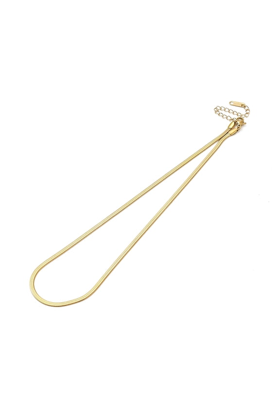 Ion Plating(IP) 304 Stainless Steel Herringbone Chain Necklace for Men Women Real 18K golden Plated Wide: 3mm 15.94 inch(40.5cm)