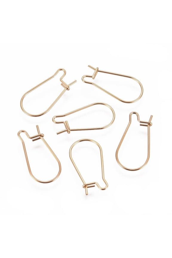 Ion Plating(IP) 304 Stainless Steel Hoop Earrings Findings Kidney Ear Wires Golden 20x10.5x0.6mm 22 Gauge Pin: 0.6mm