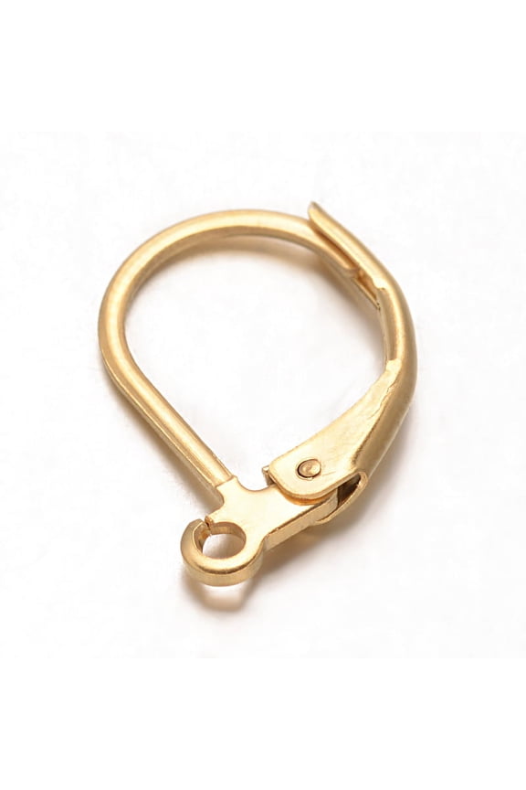 Ion Plating(IP) 304 Stainless Steel Leverback Earring Findings with Loop Golden 16x10x0.8mm Pin: 0.7x0.6mm Hole: 1mm 100pcs
