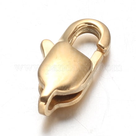 Ion Plating(IP) 304 Stainless Steel Lobster Claw Clasps 13x7x3.5mm Hole: 1mm Golden
