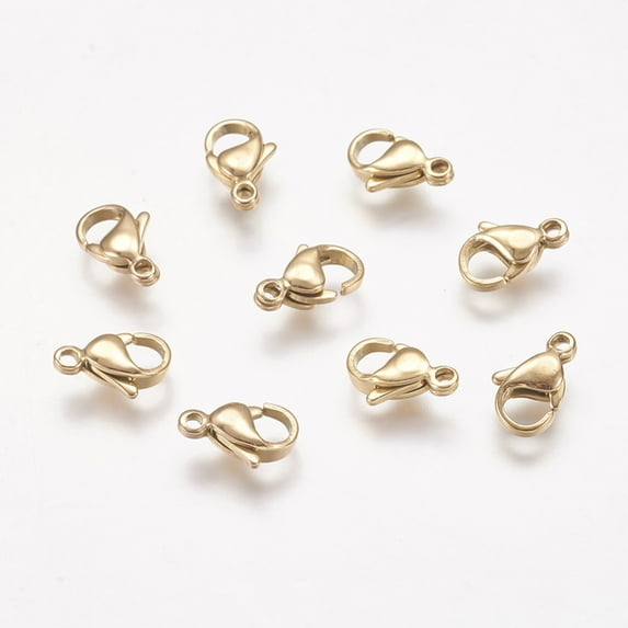 Ion Plating(IP) 304 Stainless Steel Lobster Claw Clasps Parrot Trigger Clasps Golden 11x7x3.5mm