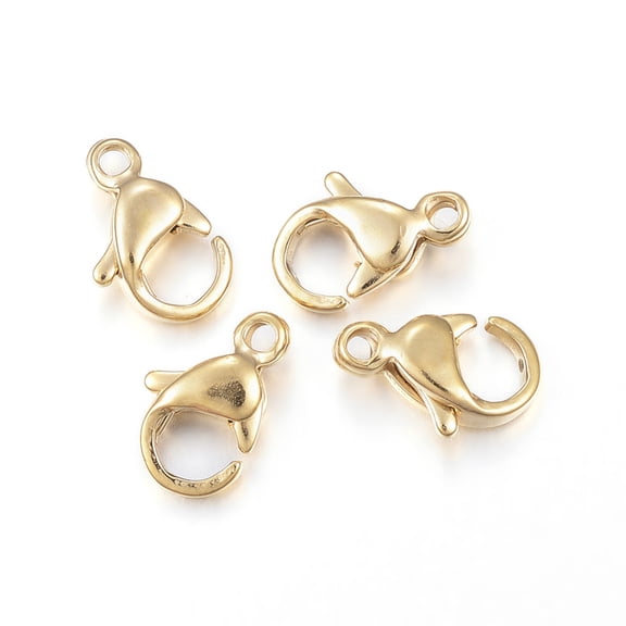 Ion Plating(IP) 304 Stainless Steel Lobster Claw Clasps Parrot Trigger Clasps Real 18K Gold Plated 9x6x3mm Hole: 1.2mm DIY