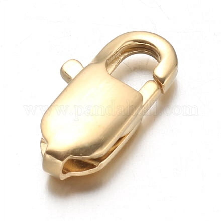 Ion Plating(IP) 304 Stainless Steel Lobster Claw Clasps Real 18k Gold Plated 16x8x4mm Hole: 1x1.5mm 50 pc