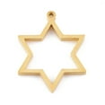 thumbnail image 1 of Ion Plating(IP) 304 Stainless Steel Open Back Bezel Pendants Double Sided Polishing Star of David Real 24K Gold Plated 32.5x26x3mm Hole: 2mm, 1 of 2