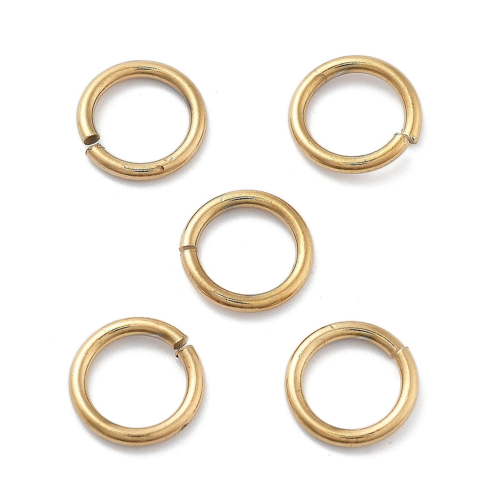 Ion Plating(IP) 304 Stainless Steel Open Jump Rings Real 18K Gold Plated 10x1.4mm Inner Diameter: 7mm
