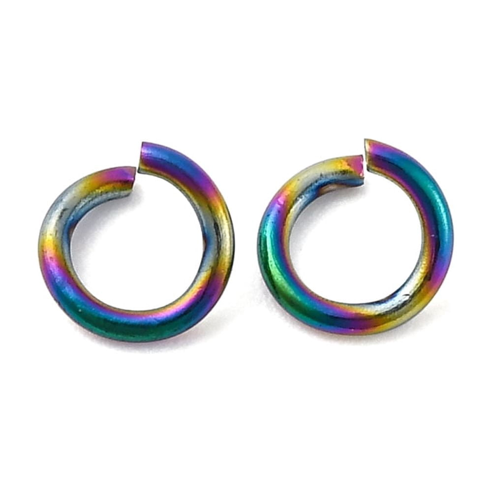 Ion Plating(IP) 304 Stainless Steel Open Jump Rings Ring Rainbow Color 6x1mm 18Gauge Inner Diameter: 4mm DIY